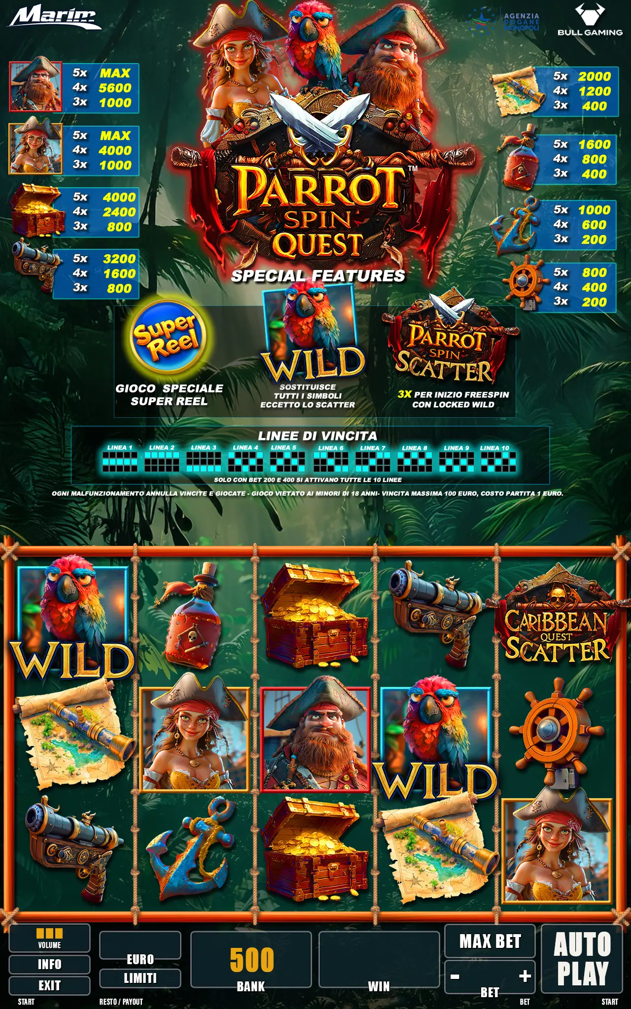 Parrot spin quest game screen